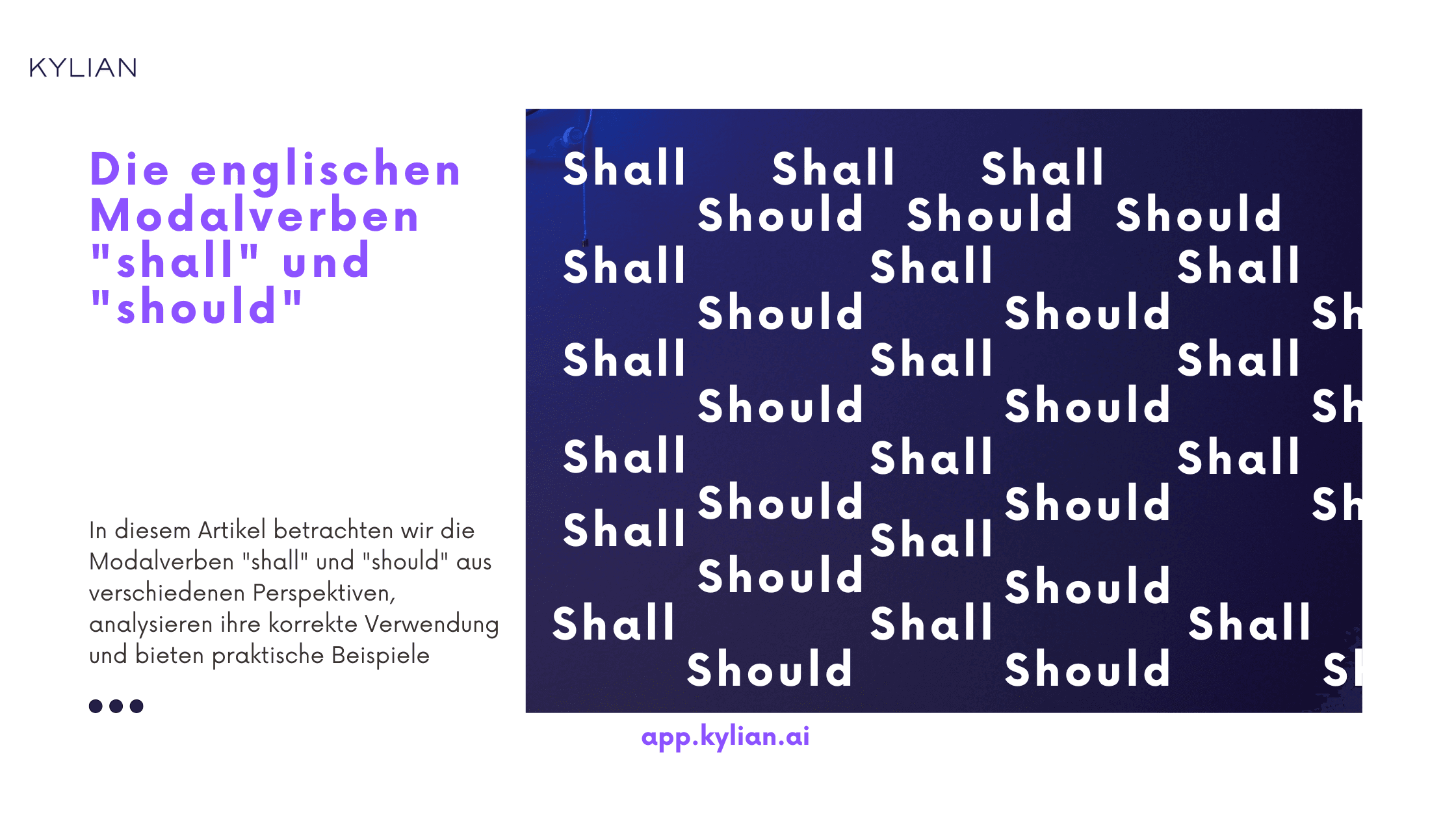 Die englischen Modalverben "shall" und "should"