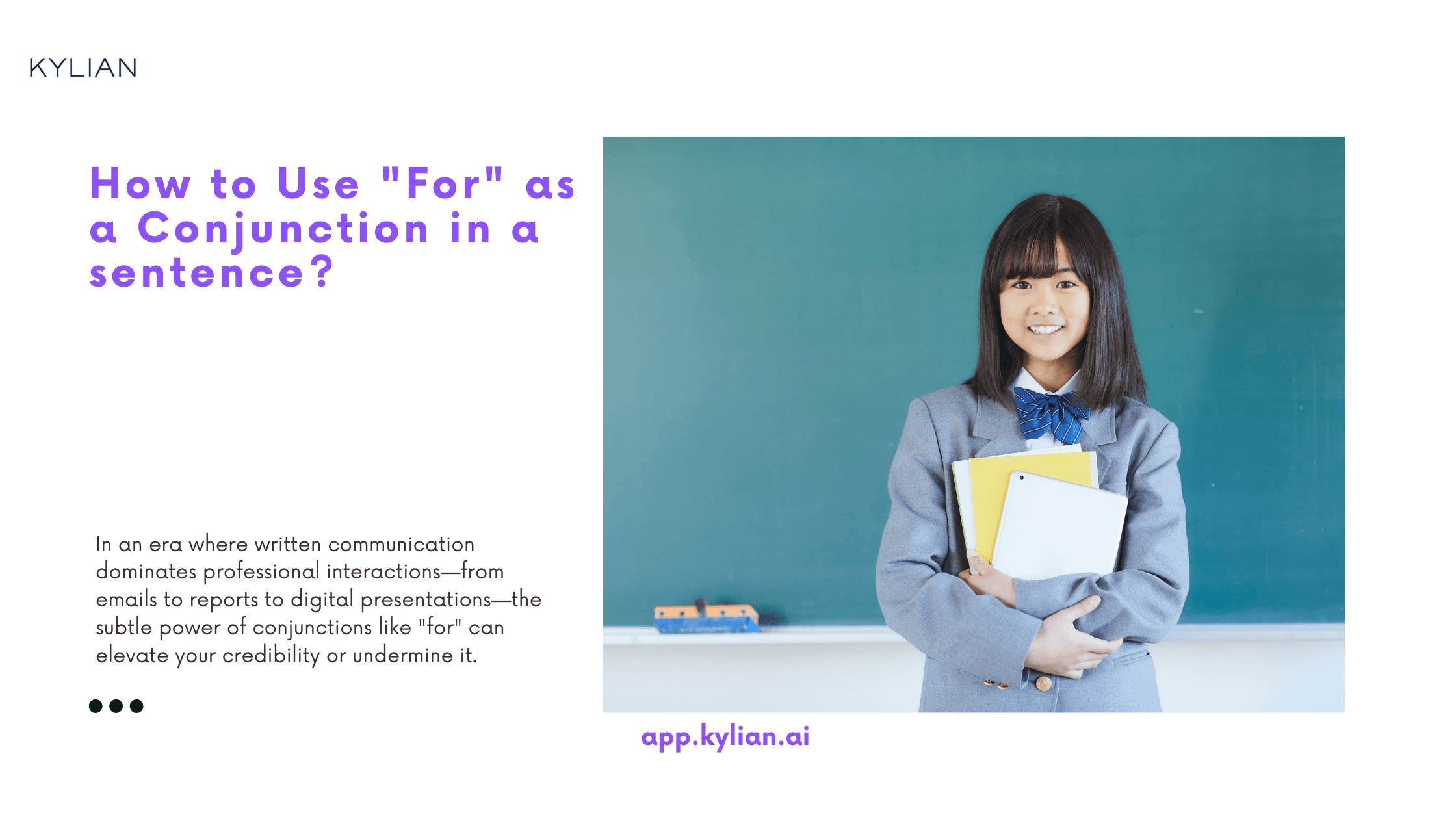 How to Use "For" as a Conjunction in a sentence?