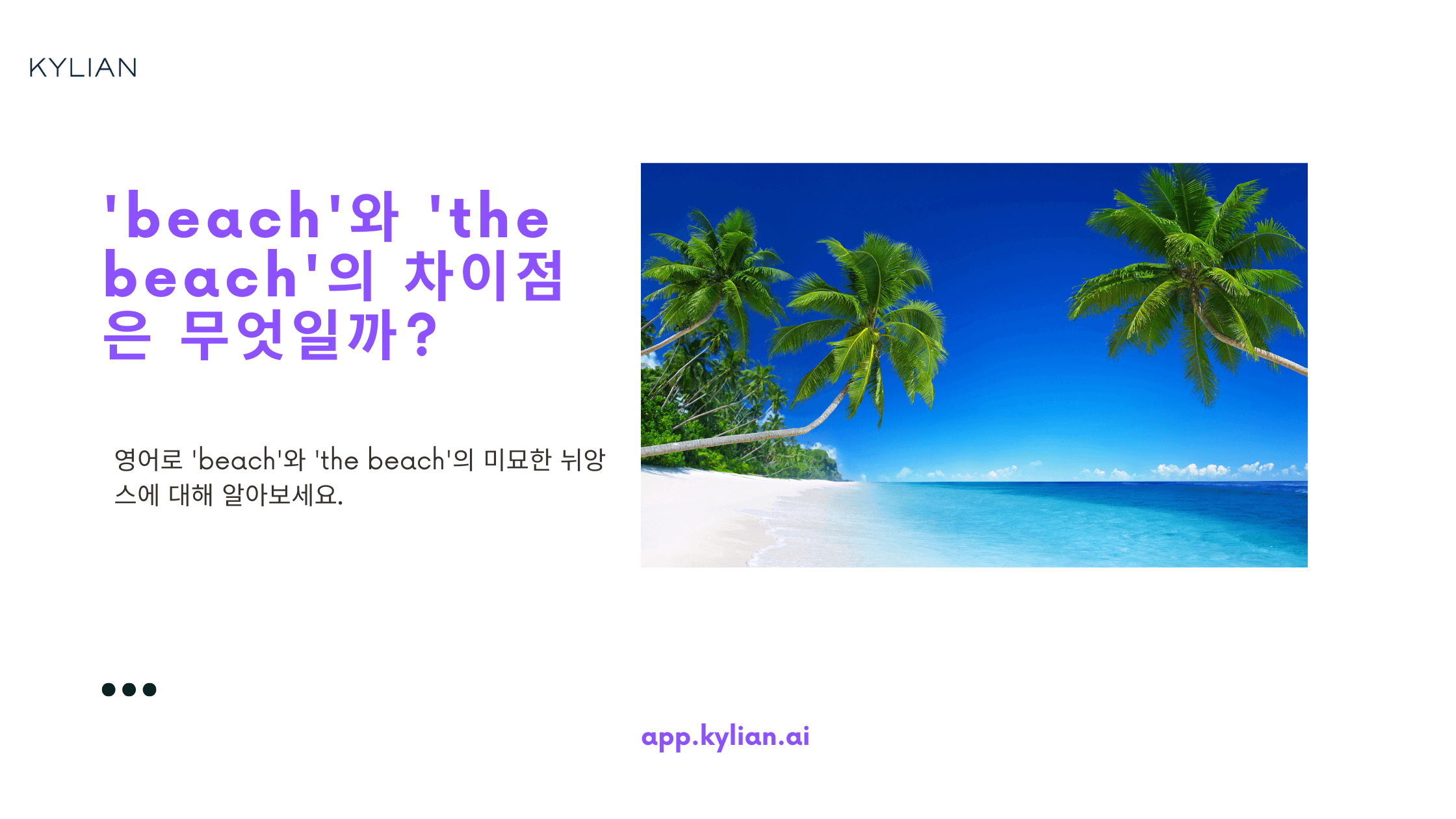 'beach'와 'the beach'의 차이점은 무엇인가요?