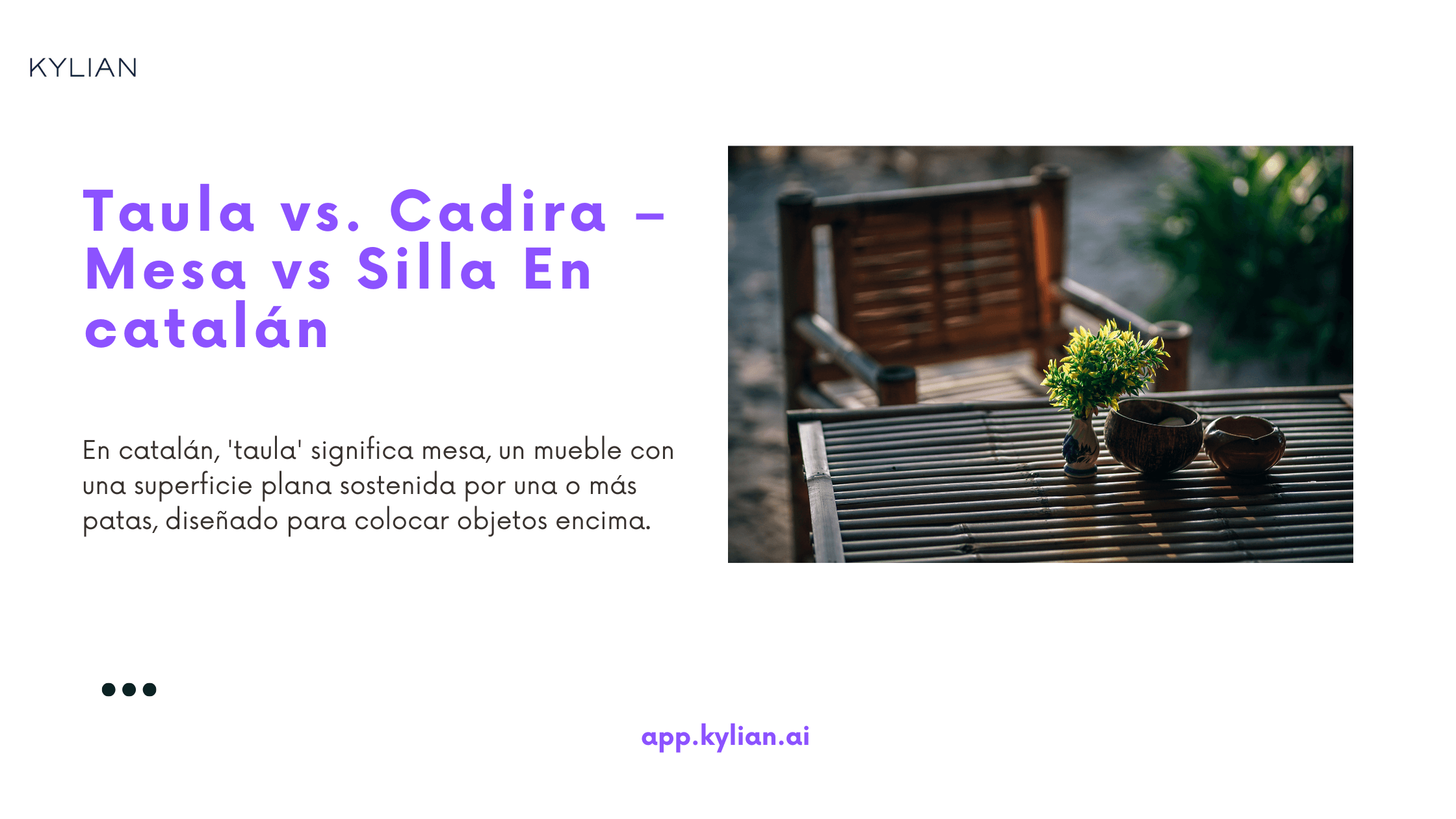 Taula vs. Cadira – Mesa vs Silla En catalán